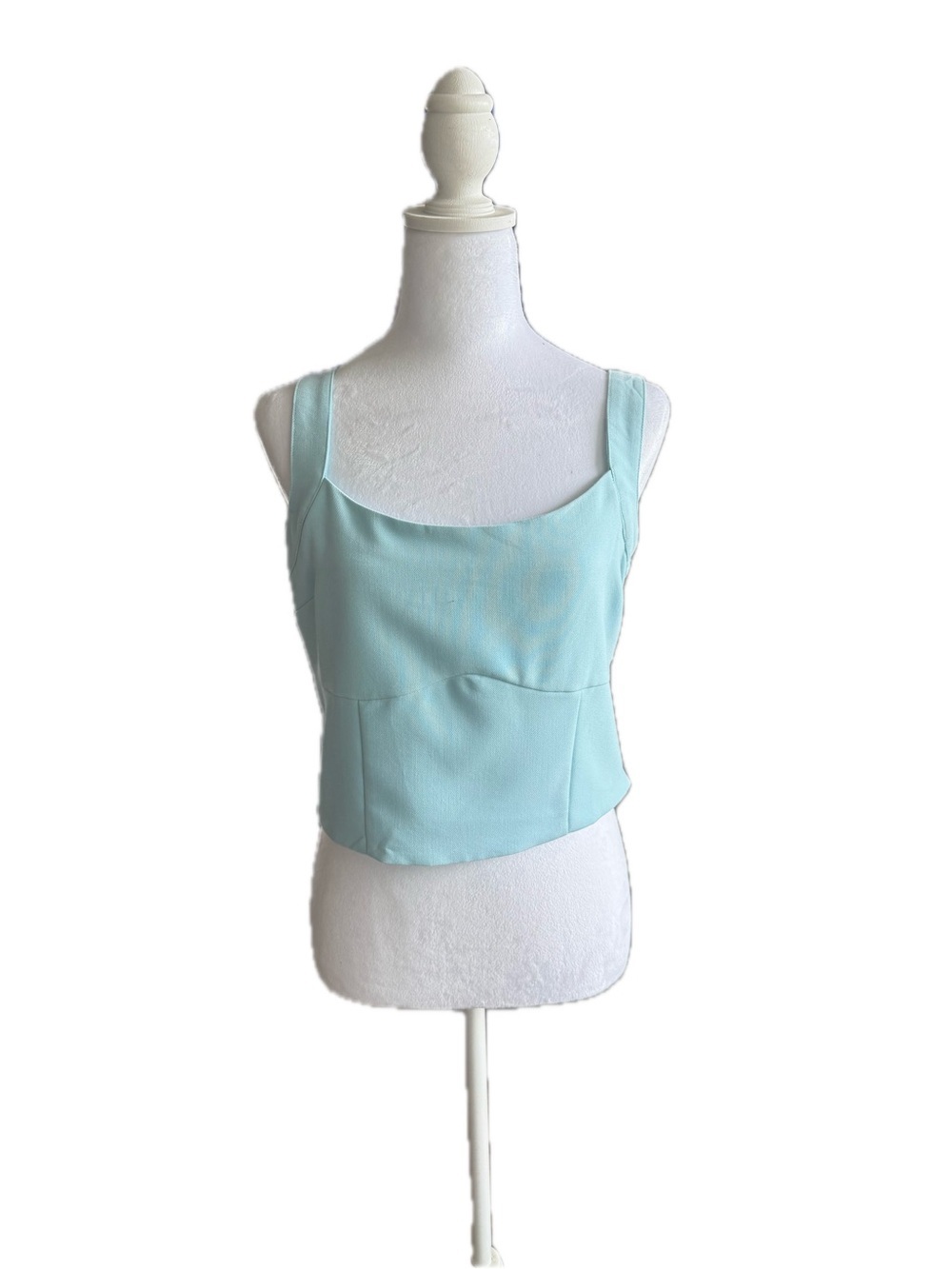 Abercrombie & Fitch Sky Blue Cropped Tank, Smocking Back With Zipper on Side - Picture 3 of 12